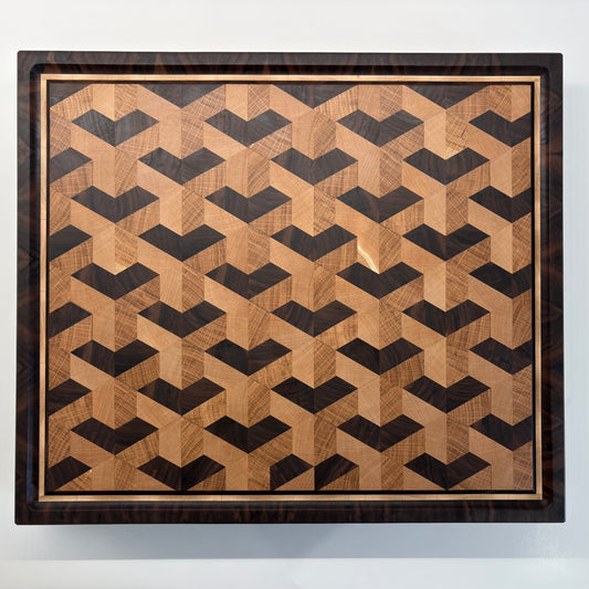 Planche à découper en bois de bout Hexagon, série « Les Imparfaites »