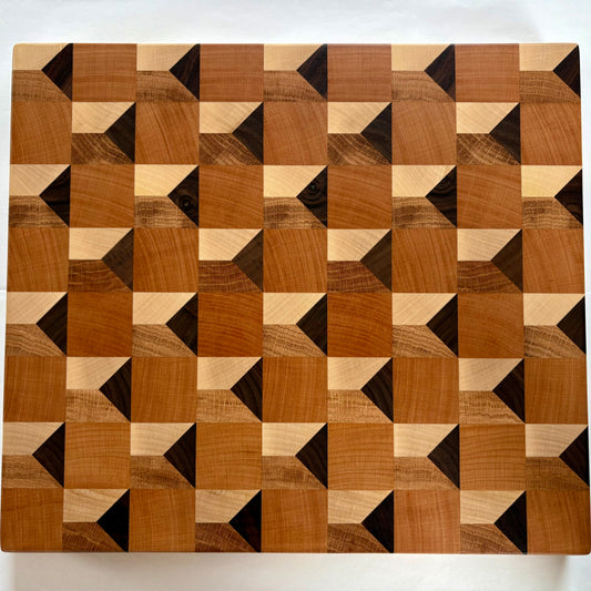 Planche à découper en bois de bout Cube effet 3D - série  Les Imparfaites